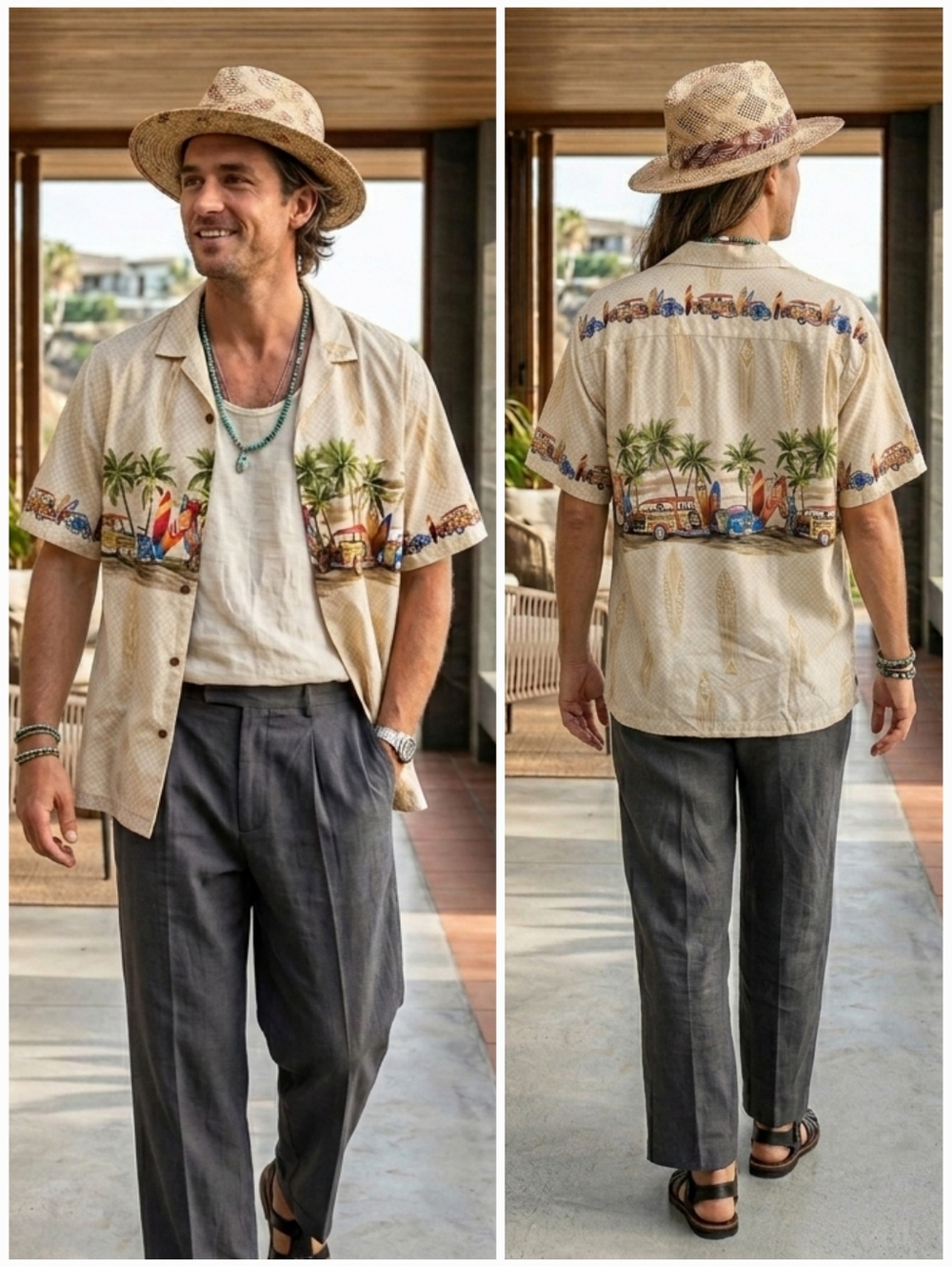 Royal Hawaiian Creations Vintage 90s Car Tropical Shirt Size XL Eclectic Beach